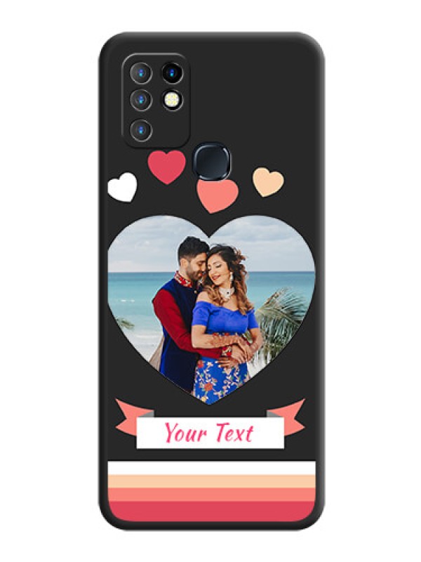 Custom Love Shaped Photo with Colorful Stripes on Personalised Space Black Soft Matte Cases - Infinix Hot 10
