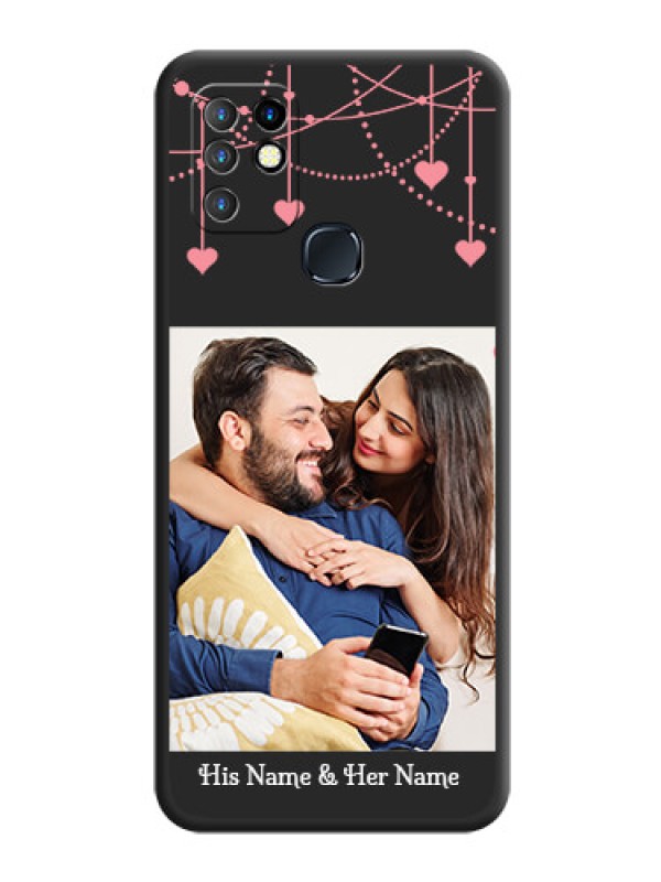 Custom Pink Love Hangings with Text on Space Black Custom Soft Matte Back Cover - Infinix Hot 10
