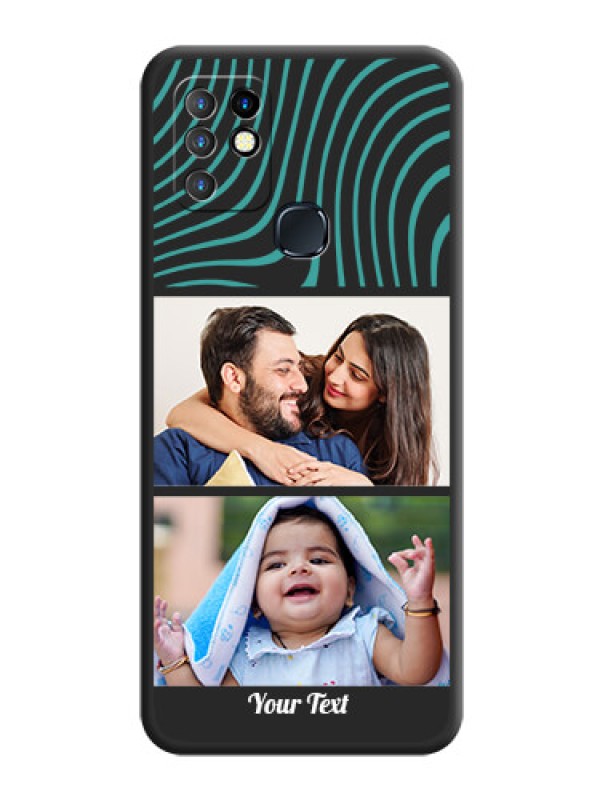 Custom Wave Pattern with 2 Image Holder on Space Black Personalized Soft Matte Phone Covers - Infinix Hot 10