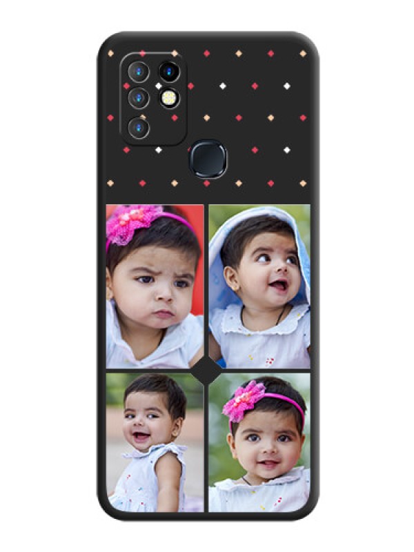 Custom Multicolor Dotted Pattern with 4 Image Holder on Space Black Custom Soft Matte Phone Cases - Infinix Hot 10