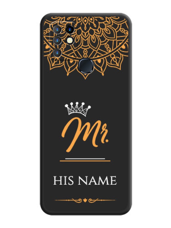 Custom Mr Name with Floral Design  on Personalised Space Black Soft Matte Cases - Infinix Hot 10