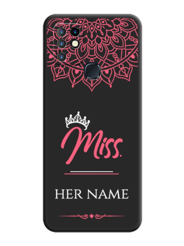 Custom Mrs Name with Floral Design on Space Black Personalized Soft Matte Phone Covers - Infinix Hot 10