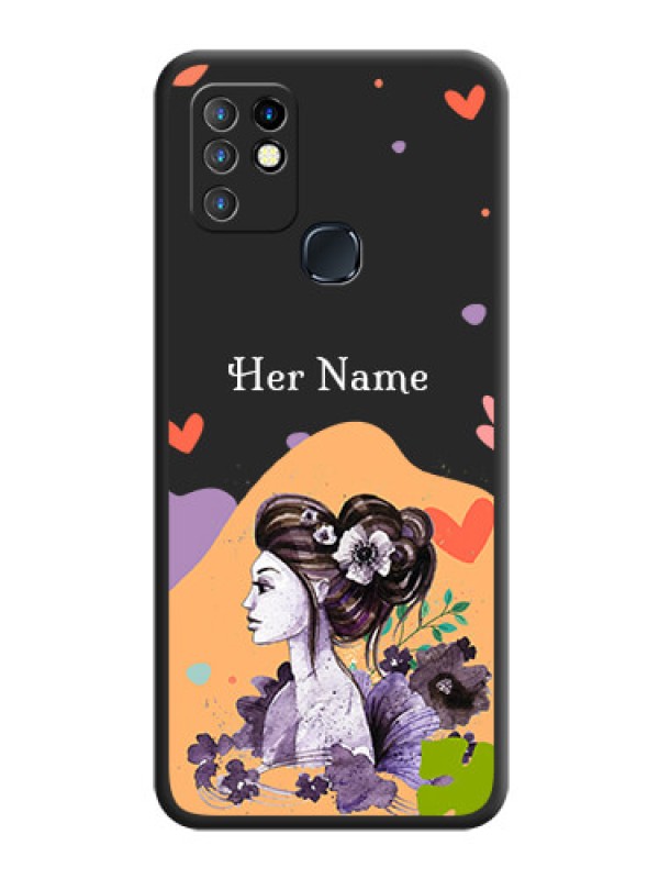 Custom Namecase For Her With Fancy Lady Image On Space Black Personalized Soft Matte Phone Covers -Infinix Hot 10