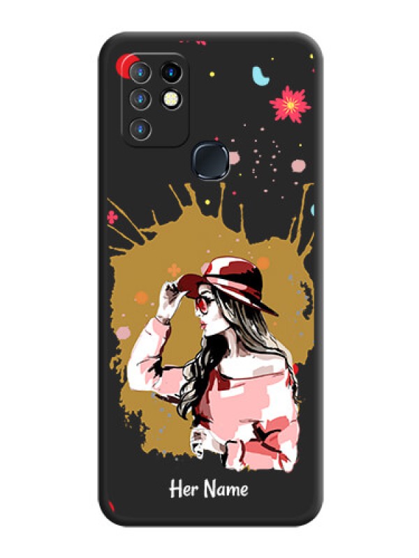 Custom Mordern Lady With Color Splash Background With Custom Text On Space Black Personalized Soft Matte Phone Covers -Infinix Hot 10