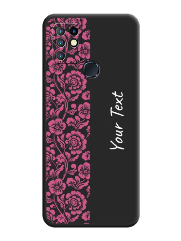 Custom Pink Floral Pattern Design With Custom Text On Space Black Personalized Soft Matte Phone Covers -Infinix Hot 10