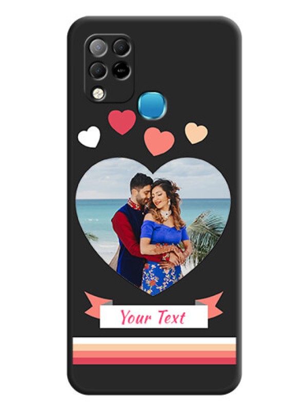 Custom Love Shaped Photo with Colorful Stripes on Personalised Space Black Soft Matte Cases - Infinix Hot 10s