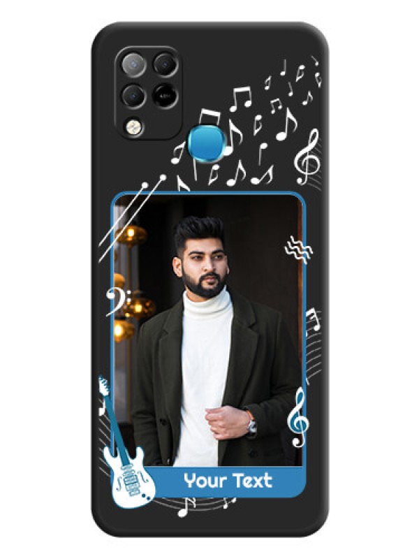 Custom Musical Theme Design with Text on Photo on Space Black Soft Matte Mobile Case - Infinix Hot 10s