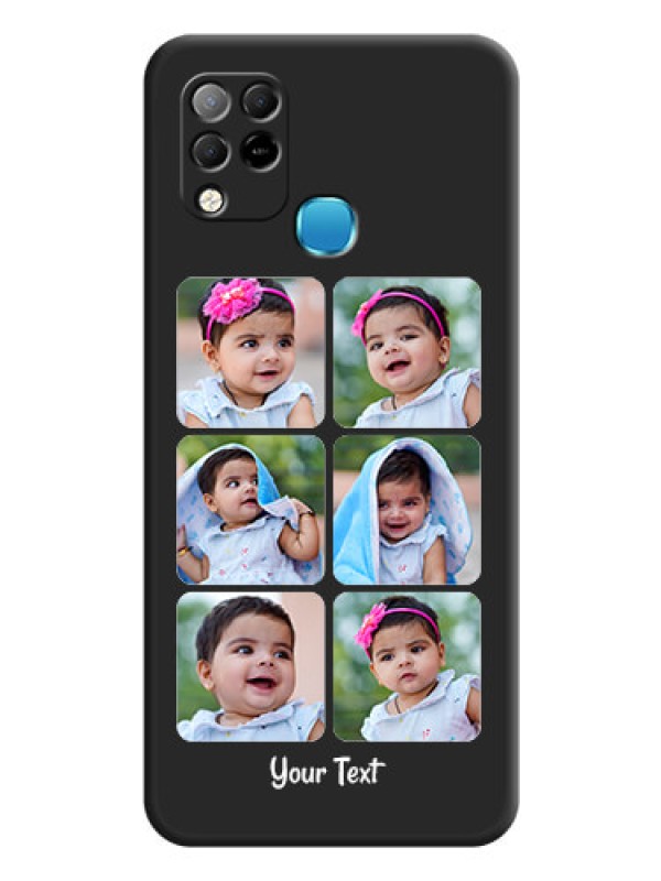 Custom Floral Art with 6 Image Holder on Photo on Space Black Soft Matte Mobile Case - Infinix Hot 10s