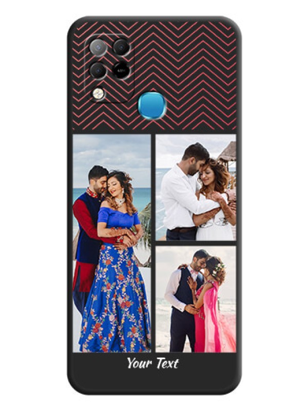 Custom Wave Pattern with 3 Image Holder on Space Black Custom Soft Matte Back Cover - Infinix Hot 10s