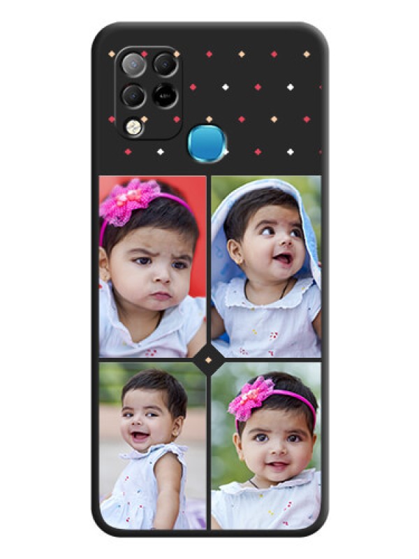 Custom Multicolor Dotted Pattern with 4 Image Holder on Space Black Custom Soft Matte Phone Cases - Infinix Hot 10s