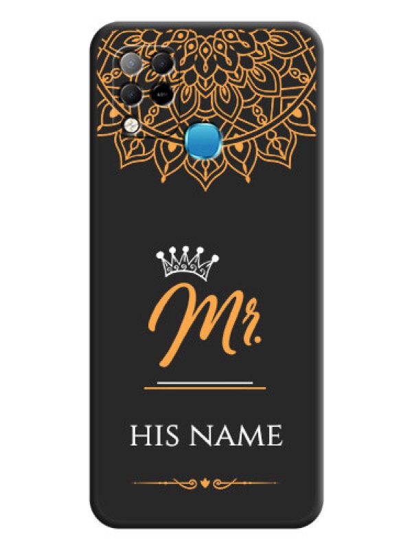 Custom Mr Name with Floral Design  on Personalised Space Black Soft Matte Cases - Infinix Hot 10s