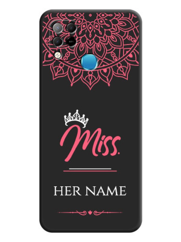 Custom Mrs Name with Floral Design on Space Black Personalized Soft Matte Phone Covers - Infinix Hot 10s