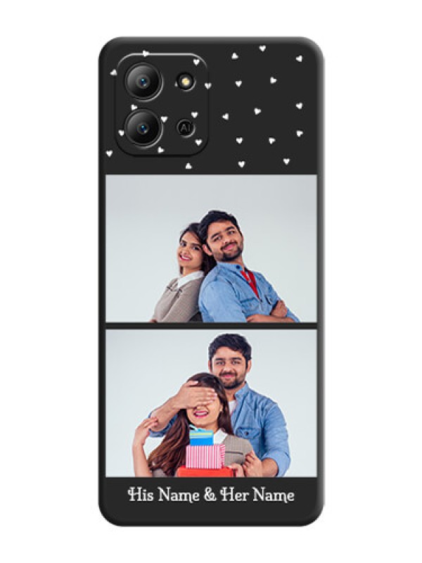 Custom Miniature Love Symbols with Name On Space Black Custom Soft Matte Mobile Back Cover - Infinix Hot 11 2022