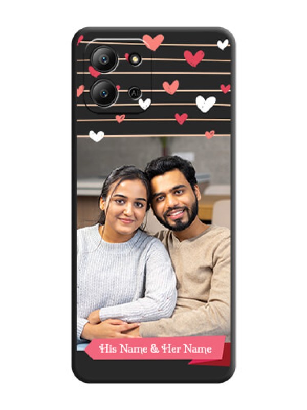 Custom Love Pattern with Name on Pink Ribbon on Photo On Space Black Custom Soft Matte Mobile Back Cover - Infinix Hot 11 2022