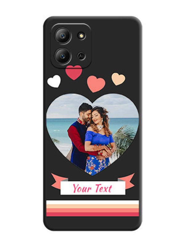 Custom Love Shaped Photo with Colorful Stripes On Space Black Custom Soft Matte Mobile Back Cover - Infinix Hot 11 2022