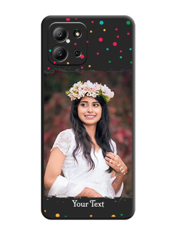 Custom Multicolor Dotted Pattern with Text On Space Black Custom Soft Matte Mobile Back Cover - Infinix Hot 11 2022