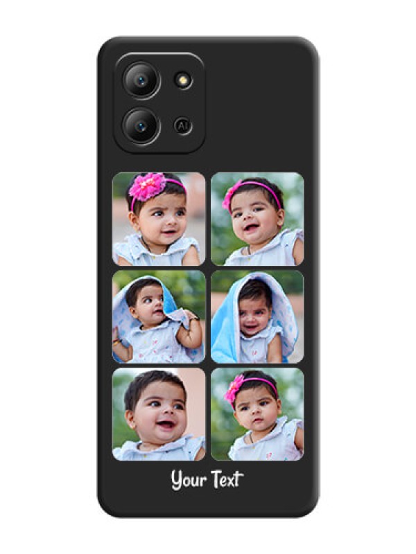 Custom Floral Art with 6 Image Holder on Photo On Space Black Custom Soft Matte Mobile Back Cover - Infinix Hot 11 2022