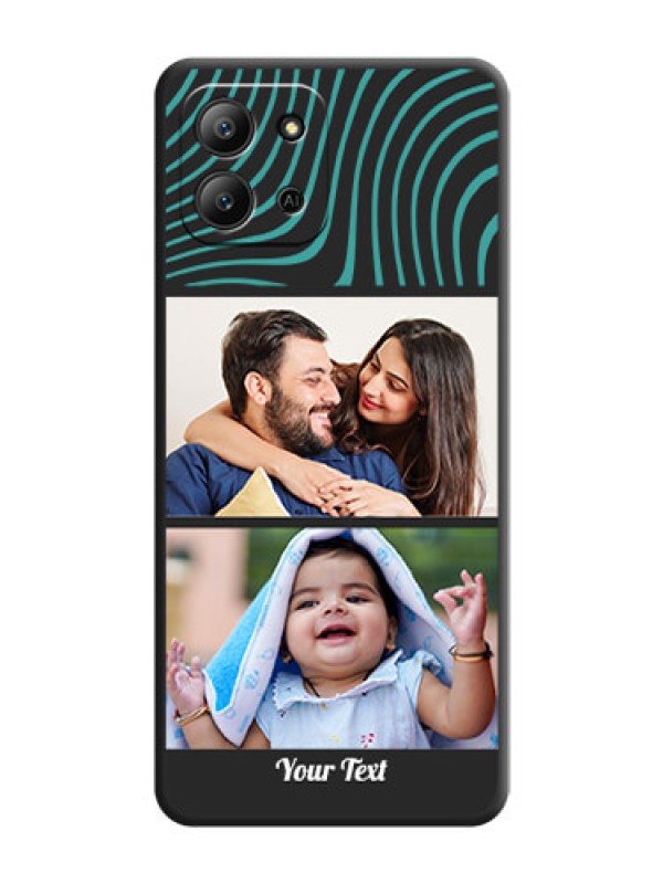 Custom Wave Pattern with 2 Image Holder On Space Black Custom Soft Matte Mobile Back Cover - Infinix Hot 11 2022