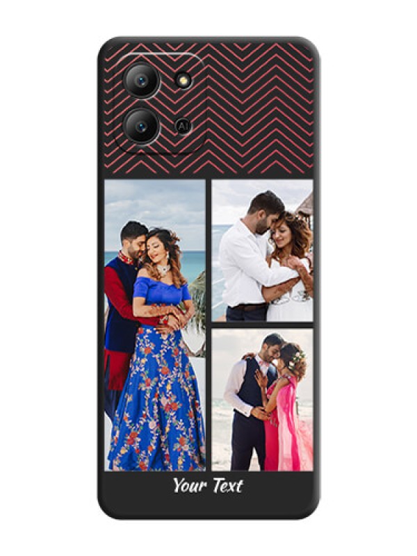 Custom Wave Pattern with 3 Image Holder On Space Black Custom Soft Matte Mobile Back Cover - Infinix Hot 11 2022