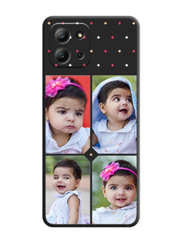 Custom Multicolor Dotted Pattern with 4 Image Holder On Space Black Custom Soft Matte Mobile Back Cover - Infinix Hot 11 2022