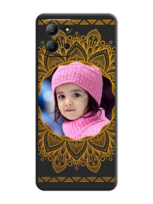 Custom Round Image with Floral Design On Space Black Custom Soft Matte Mobile Back Cover - Infinix Hot 11 2022