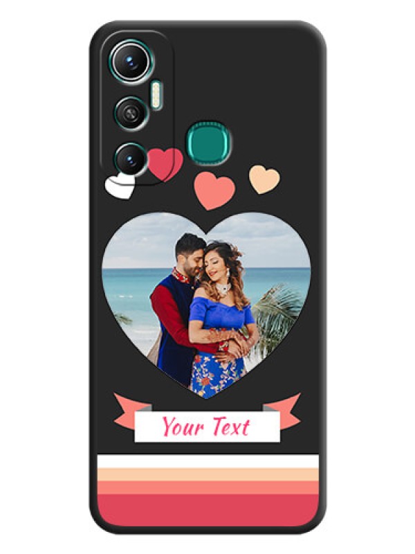 Custom Love Shaped Photo with Colorful Stripes on Personalised Space Black Soft Matte Cases - Infinix Hot 11