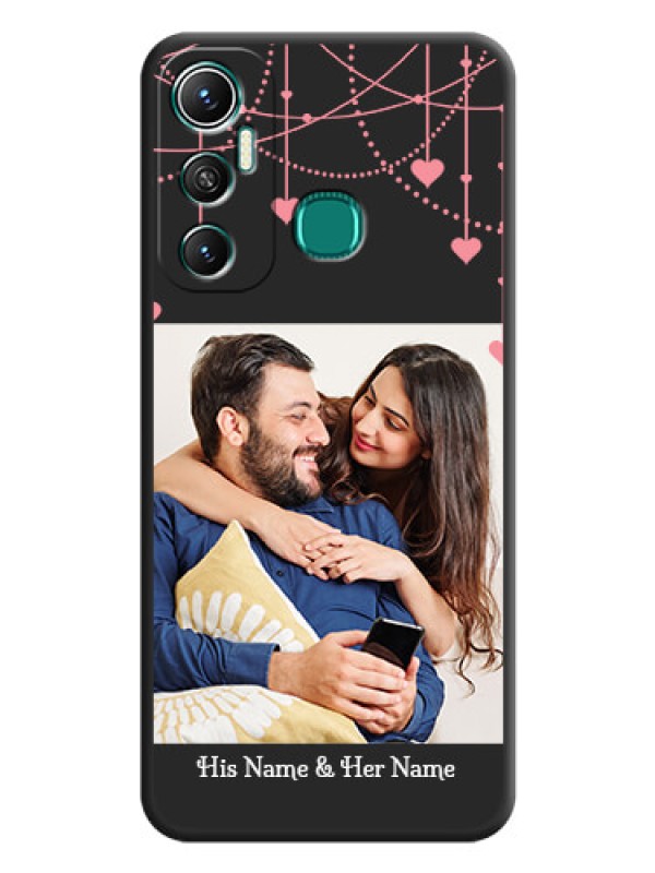 Custom Pink Love Hangings with Text on Space Black Custom Soft Matte Back Cover - Infinix Hot 11