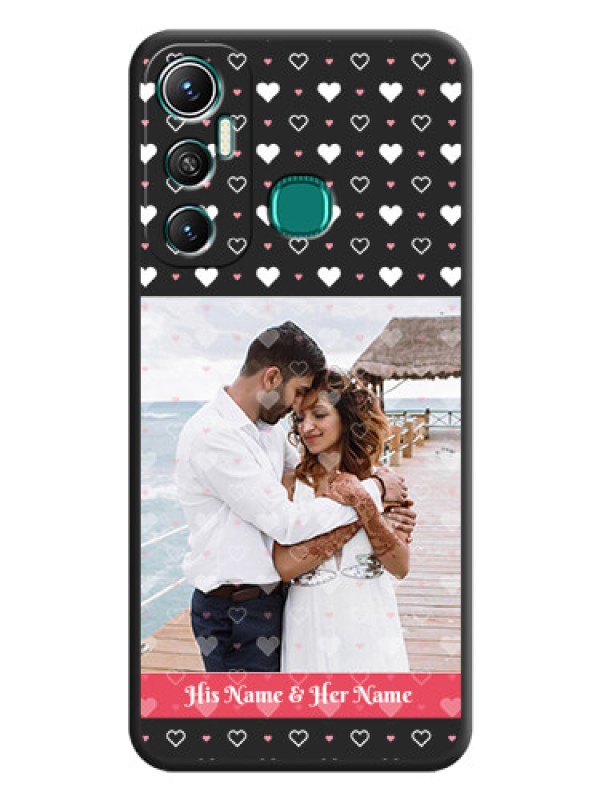 Custom White Color Love Symbols with Text Design on Photo on Space Black Soft Matte Phone Cover - Infinix Hot 11