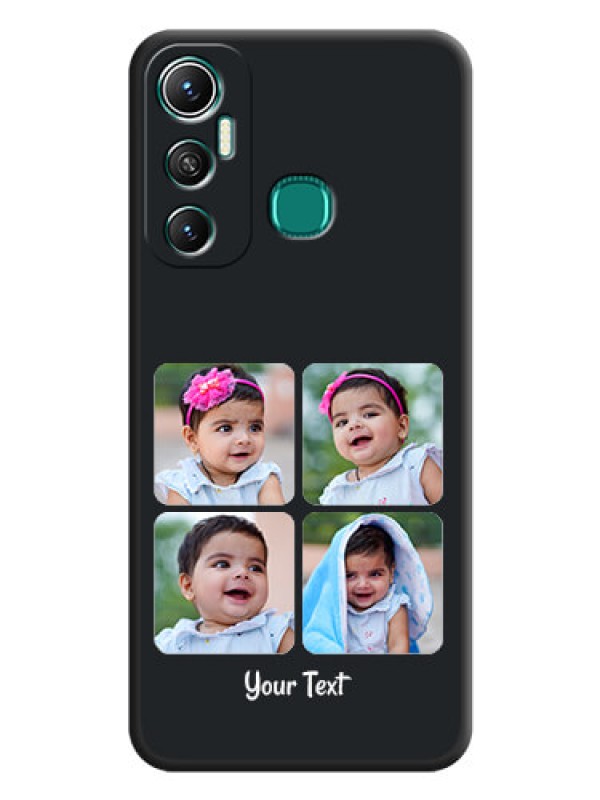 Custom Floral Art with 6 Image Holder on Photo on Space Black Soft Matte Mobile Case - Infinix Hot 11