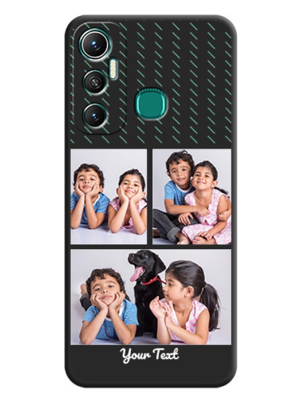Custom Cross Dotted Pattern with 2 Image Holder on Personalised Space Black Soft Matte Cases - Infinix Hot 11