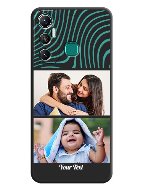Custom Wave Pattern with 2 Image Holder on Space Black Personalized Soft Matte Phone Covers - Infinix Hot 11