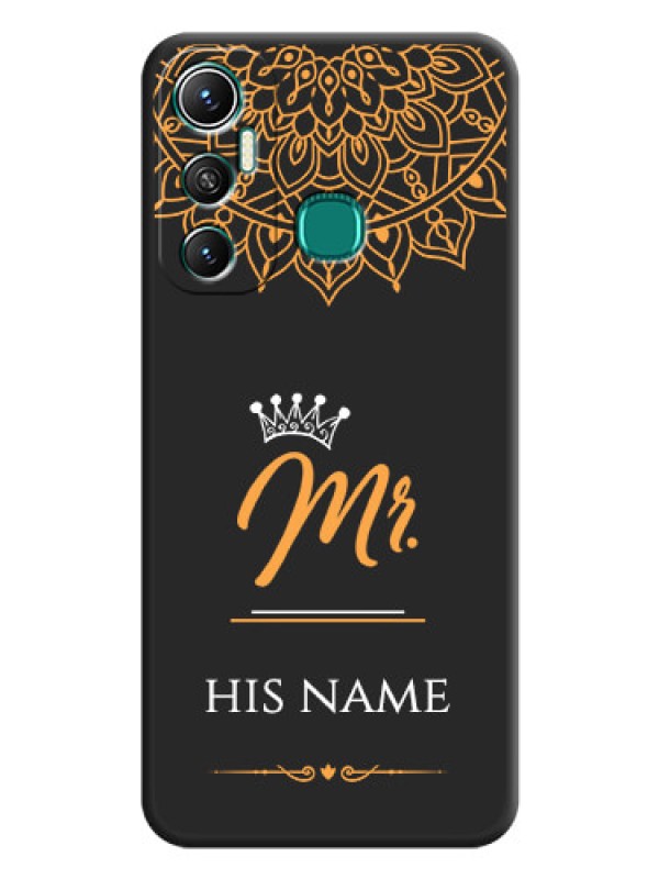 Custom Mr Name with Floral Design on Personalised Space Black Soft Matte Cases - Infinix Hot 11