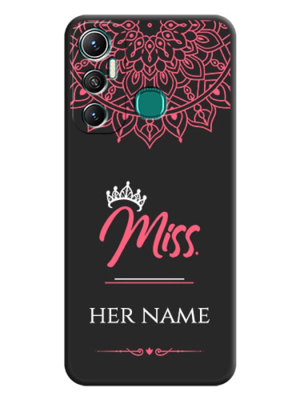 Custom Mrs Name with Floral Design on Space Black Personalized Soft Matte Phone Covers - Infinix Hot 11