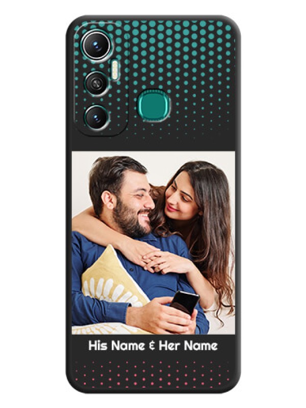 Custom Faded Dots with Grunge Photo Frame and Text on Space Black Custom Soft Matte Phone Cases - Infinix Hot 11