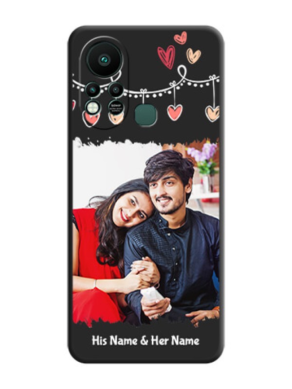 Custom Pink Love Hangings with Name on Space Black Custom Soft Matte Phone Cases - Infinix Hot 11s