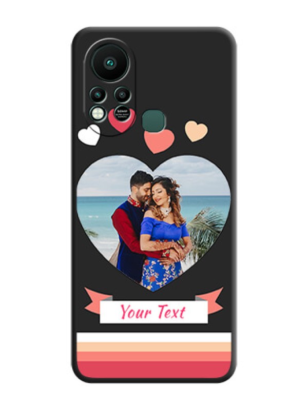 Custom Love Shaped Photo with Colorful Stripes on Personalised Space Black Soft Matte Cases - Infinix Hot 11s