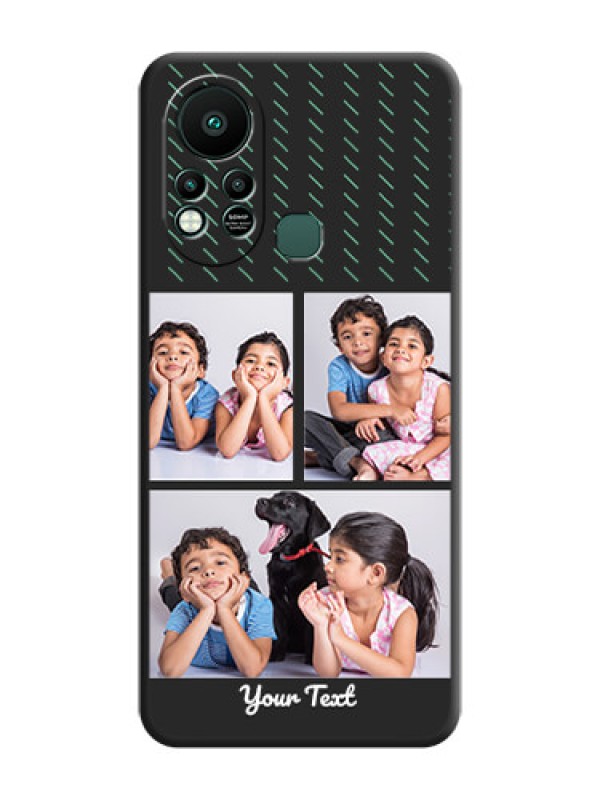 Custom Cross Dotted Pattern with 2 Image Holder on Personalised Space Black Soft Matte Cases - Infinix Hot 11s