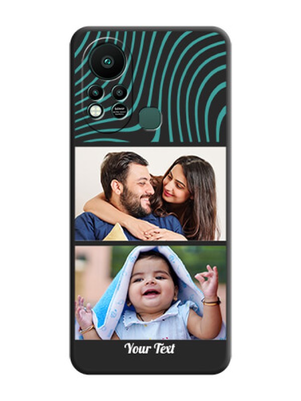 Custom Wave Pattern with 2 Image Holder on Space Black Personalized Soft Matte Phone Covers - Infinix Hot 11s