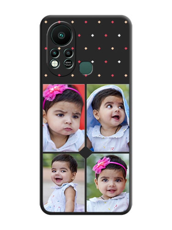 Custom Multicolor Dotted Pattern with 4 Image Holder on Space Black Custom Soft Matte Phone Cases - Infinix Hot 11s