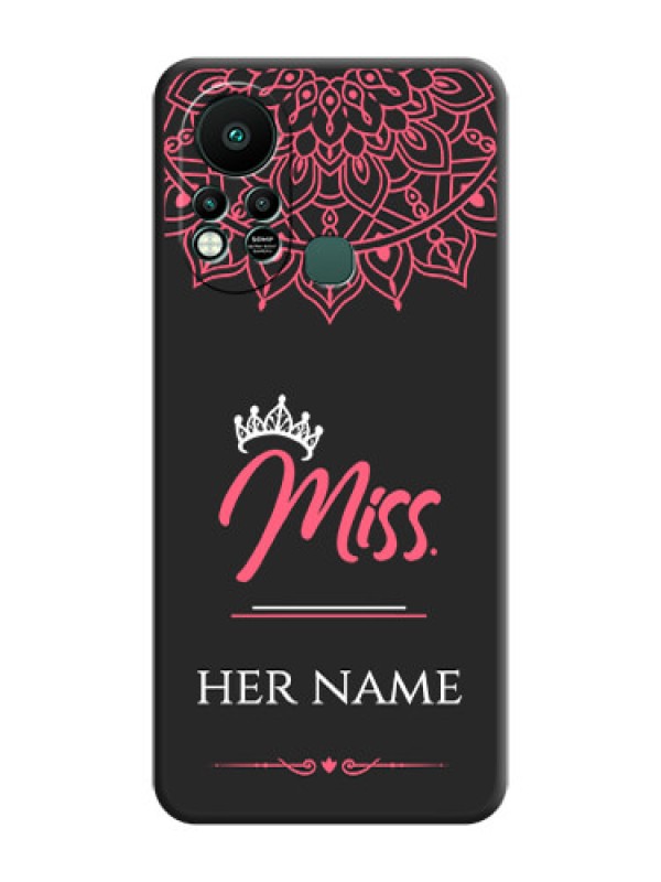 Custom Mrs Name with Floral Design on Space Black Personalized Soft Matte Phone Covers - Infinix Hot 11s