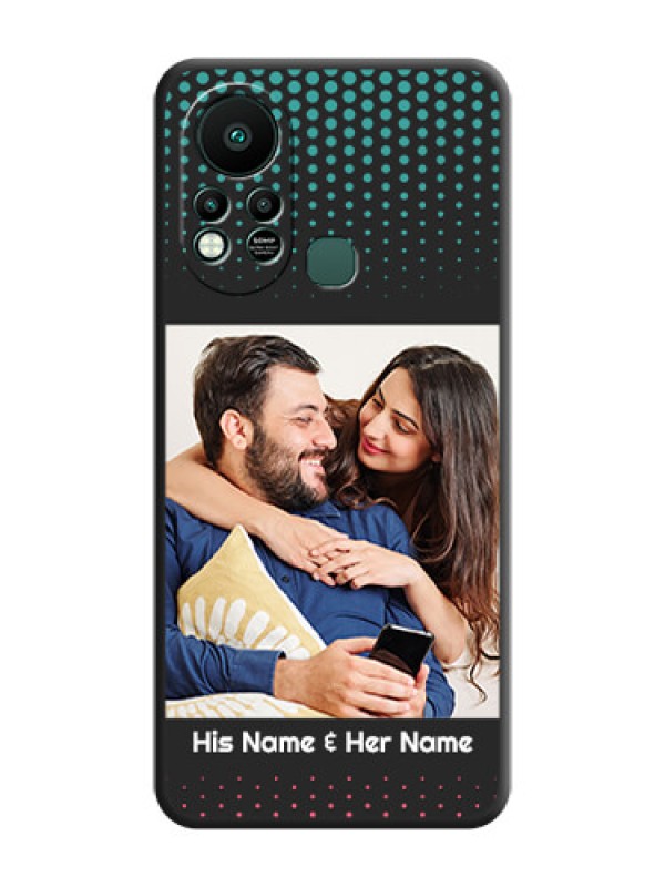 Custom Faded Dots with Grunge Photo Frame and Text on Space Black Custom Soft Matte Phone Cases - Infinix Hot 11s