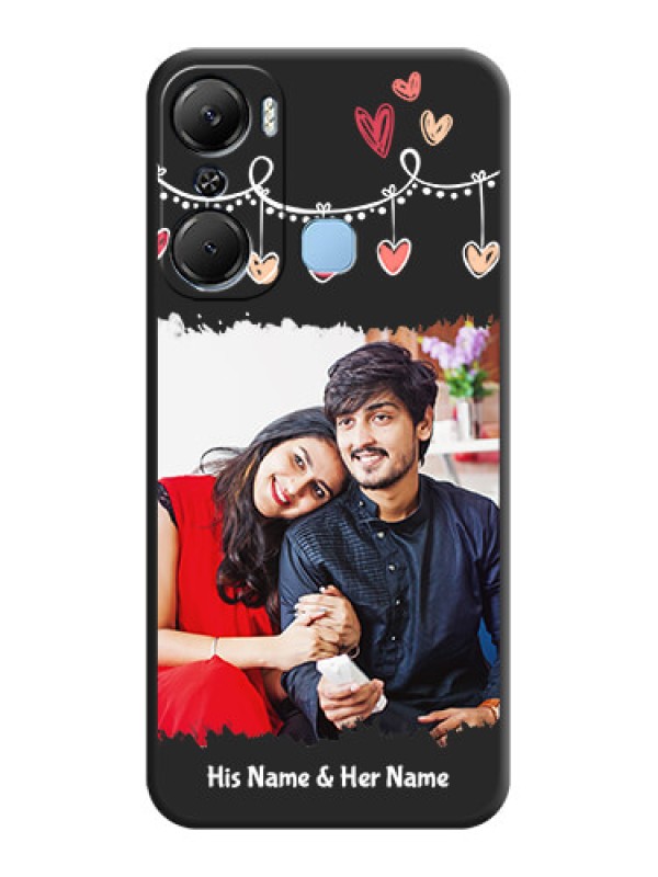 Custom Pink Love Hangings with Name on Space Black Custom Soft Matte Phone Cases - Infinix Hot 12 Pro