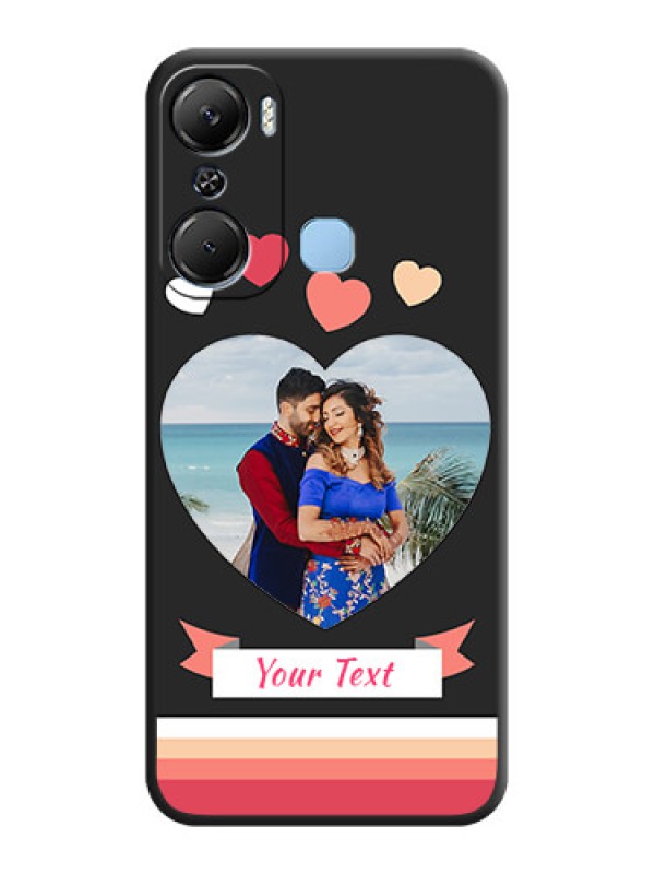 Custom Love Shaped Photo with Colorful Stripes on Personalised Space Black Soft Matte Cases - Infinix Hot 12 Pro