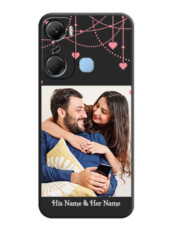 Custom Pink Love Hangings with Text on Space Black Custom Soft Matte Back Cover - Infinix Hot 12 Pro