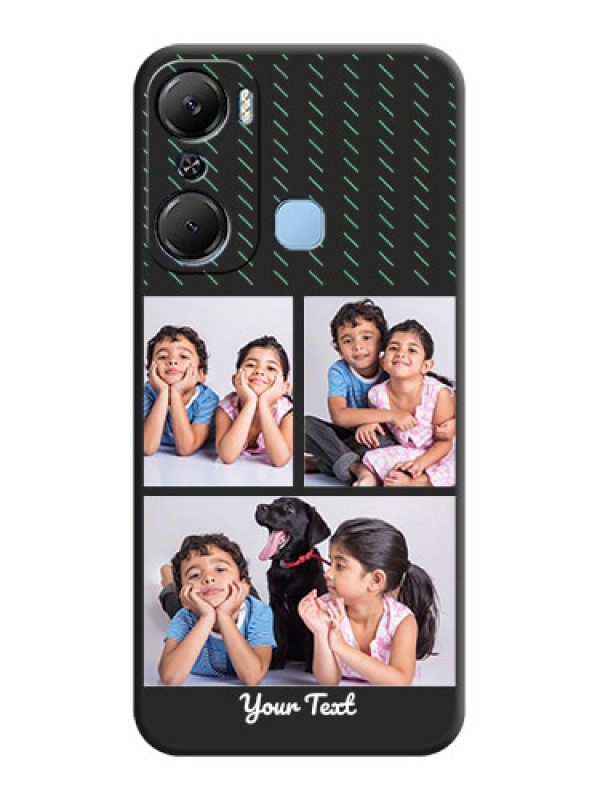Custom Cross Dotted Pattern with 2 Image Holder on Personalised Space Black Soft Matte Cases - Infinix Hot 12 Pro