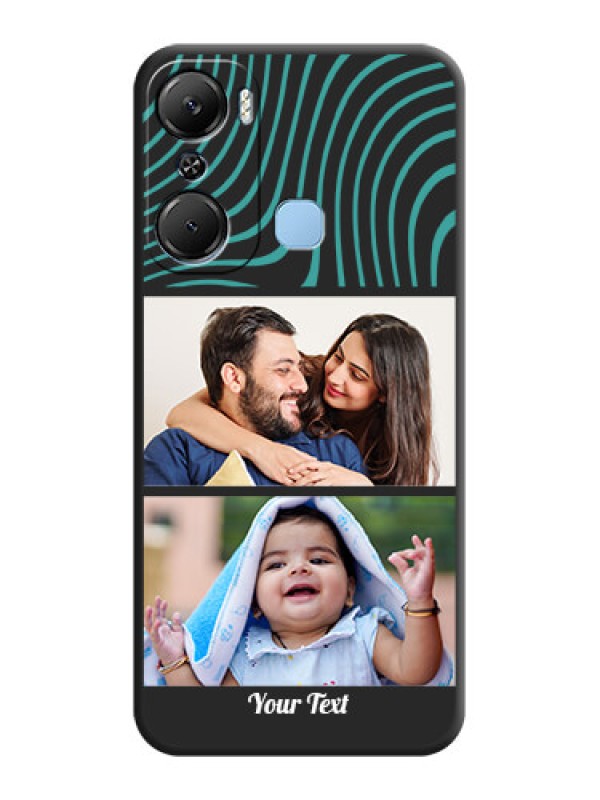Custom Wave Pattern with 2 Image Holder on Space Black Personalized Soft Matte Phone Covers - Infinix Hot 12 Pro