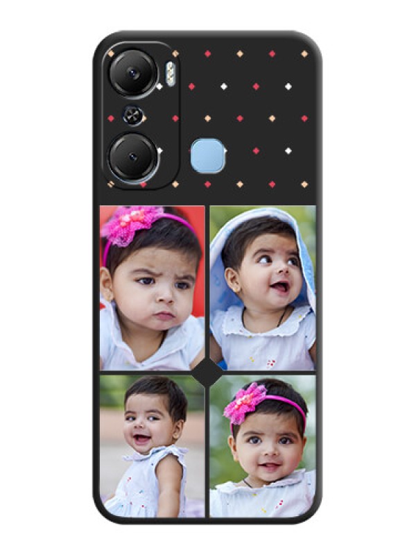 Custom Multicolor Dotted Pattern with 4 Image Holder on Space Black Custom Soft Matte Phone Cases - Infinix Hot 12 Pro