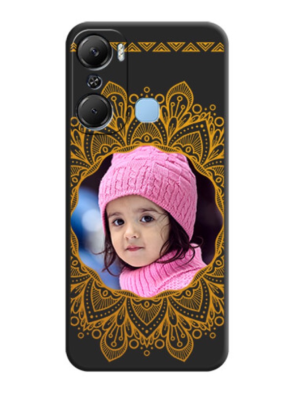 Custom Round Image with Floral Design - Photo on Space Black Soft Matte Mobile Cover - Infinix Hot 12 Pro