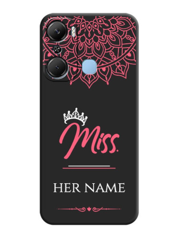 Custom Mrs Name with Floral Design on Space Black Personalized Soft Matte Phone Covers - Infinix Hot 12 Pro
