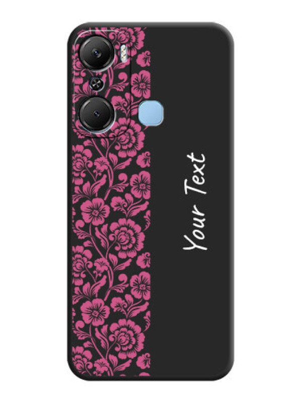 Custom Pink Floral Pattern Design With Custom Text On Space Black Personalized Soft Matte Phone Covers - Infinix Hot 12 Pro